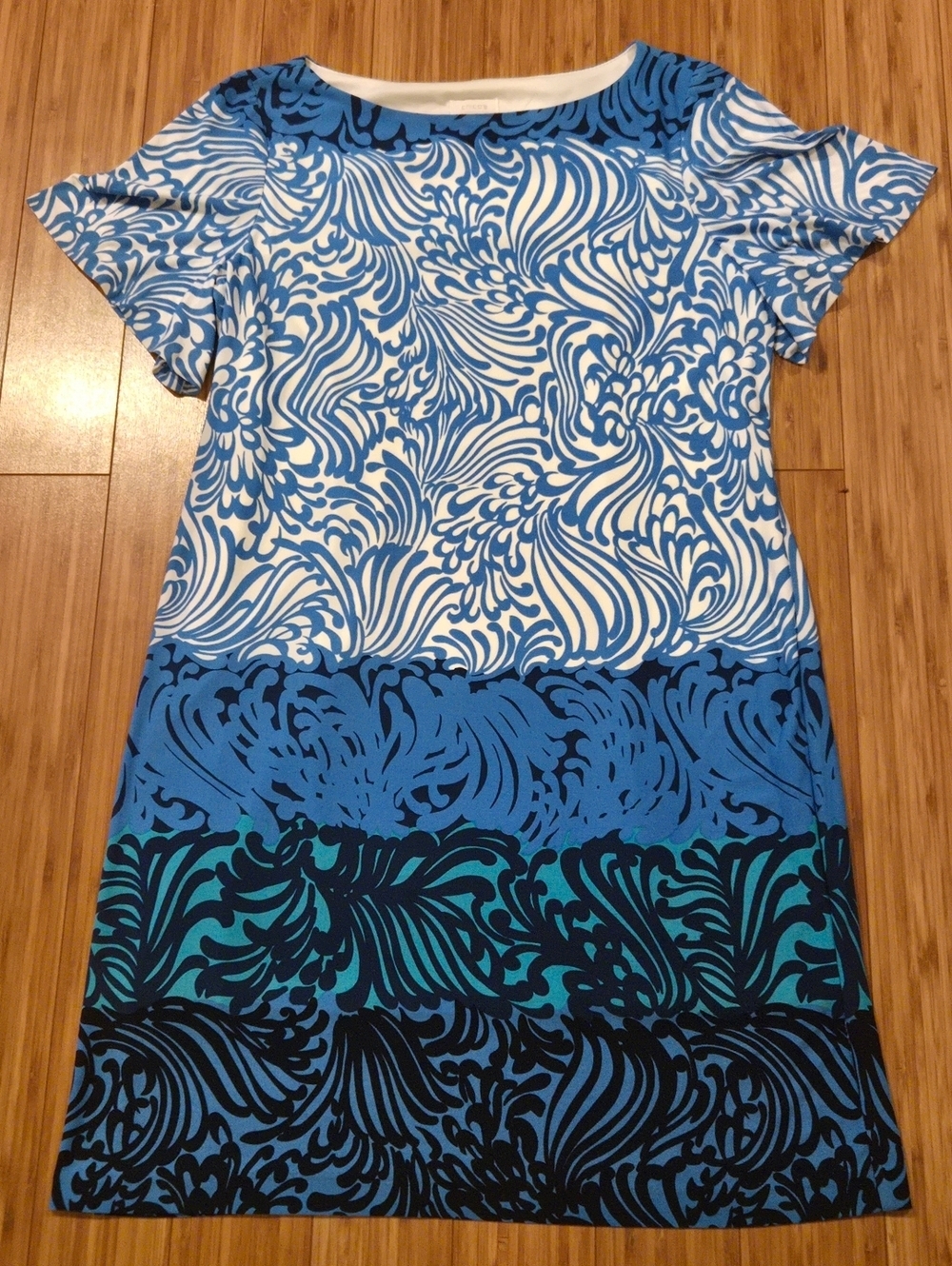 Chicos Blue & White Patterned Shift Dress